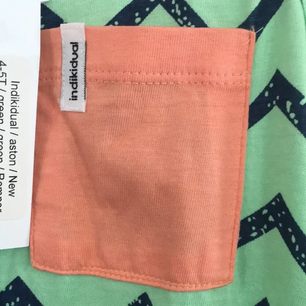 NEW Indikidual Girl Sz 4/5 ORGANIC Aston Zig Zag Jersey Romper 100% Cotton Retro - Picture 3 of 9
